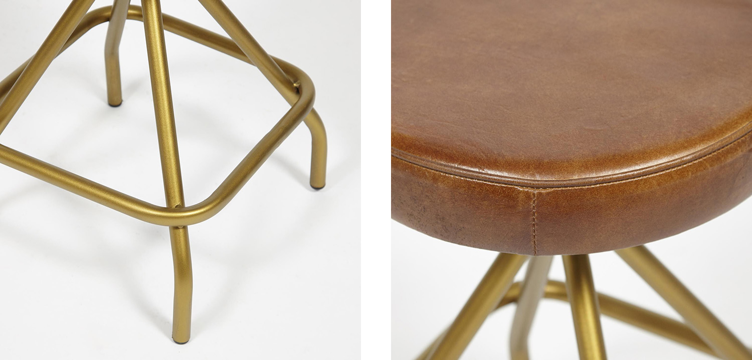 Стул из кожи буйвола Industrial leather stool - фото