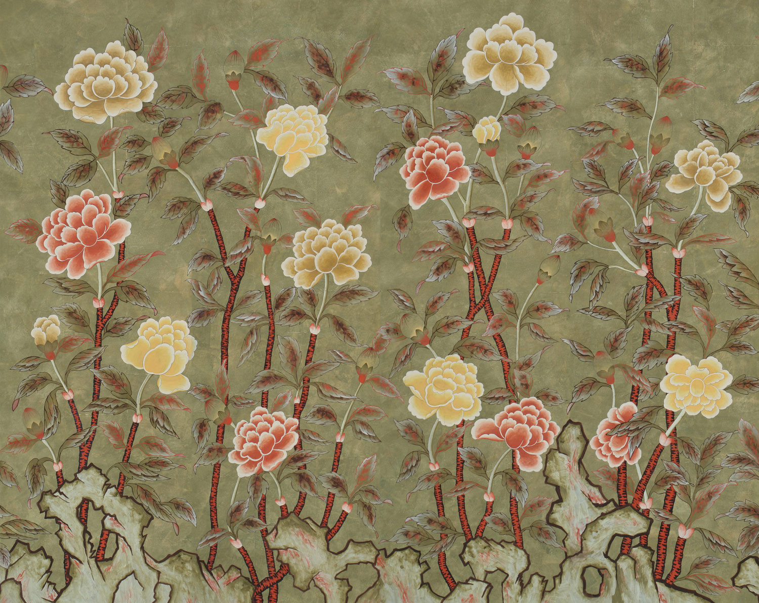 Обои ручная роспись Korean Peony Colourway SC-50 on Edo Cannella India tea paper Обои ручная роспись Korean Peony Colourway SC-50 on Edo Cannella India tea paper - постер Loft-Concept в Орле