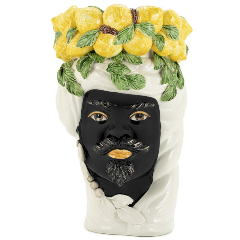 Ваза Vase Lemon Head Man White Белый Черный Желтый Зеленый Ваза Vase Lemon Head Man White Белый Черный Желтый Зеленый в Орле | Loft Concept