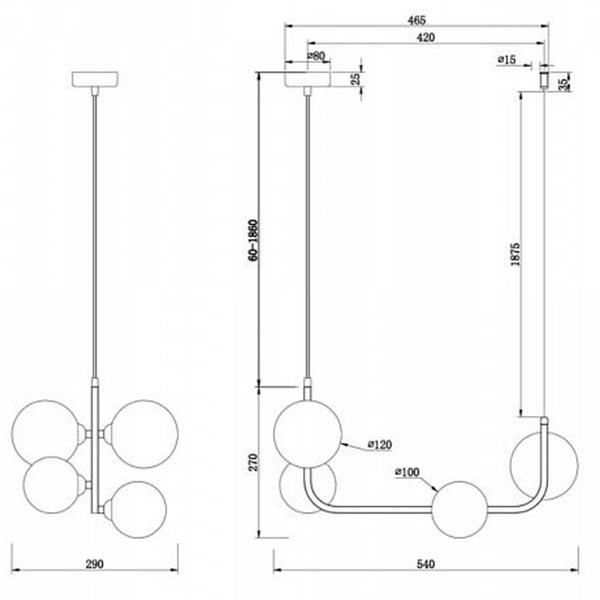 Люстра Marcan 4 Ball Chandelier Black Line Люстра Marcan 4 Ball Chandelier Black Line в Орле