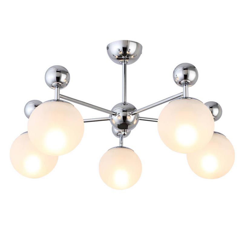 Потолочная люстра Demian Chrome Chandelier Хром Белый в Орле | Loft Concept 