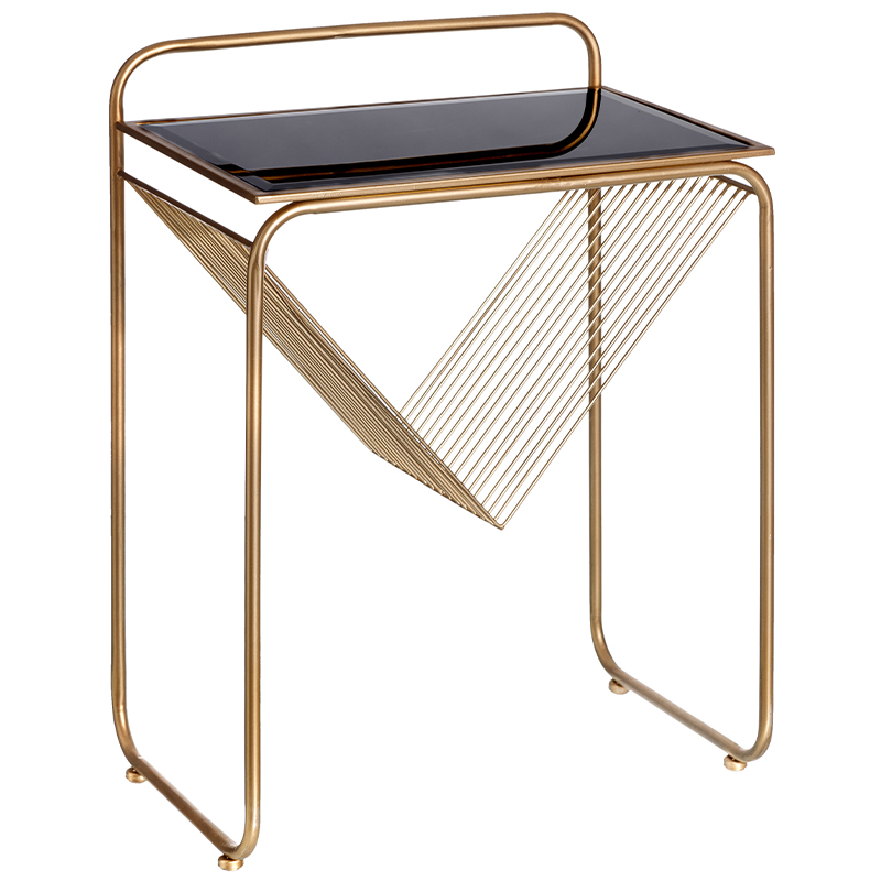 Приставной столик с подставкой для газет и журналов Kurtis Triangle Side Table Золотой Черный Приставной столик с подставкой для газет и журналов Kurtis Triangle Side Table Золотой Черный в Орле | Loft Concept