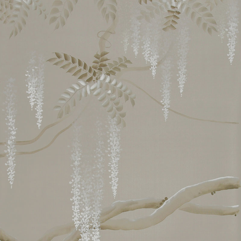 Обои ручная роспись Wisteria Limewash on Lead Grey dyed silk Обои ручная роспись Wisteria Limewash on Lead Grey dyed silk в Орле | Loft Concept