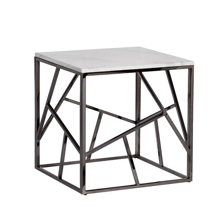 Приставной стол Serene Furnishing Dark Chrome Marble Top Хром Белый Приставной стол Serene Furnishing Dark Chrome Marble Top Хром Белый в Орле | Loft Concept