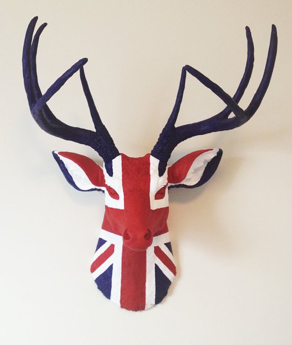 Голова оленя - Union jack Черный Голова оленя - Union jack Черный в Орле | Loft Concept