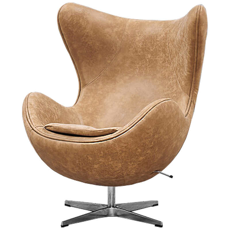 Кресло яйцо Egg Chair коричневая винтажная кожа Карамель Нержавеющая сталь Кресло яйцо Egg Chair коричневая винтажная кожа Карамель Нержавеющая сталь в Орле | Loft Concept