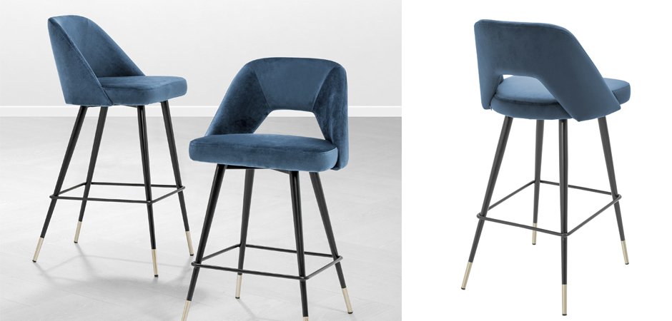 Барный стул Eichholtz Bar Stool Avorio Blue Барный стул Eichholtz Bar Stool Avorio Blue - Loft-Concept в Орле