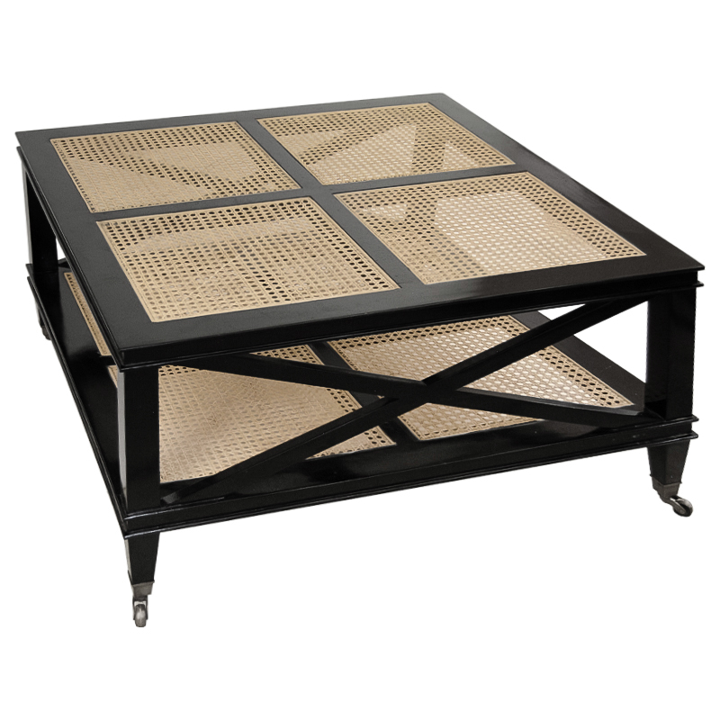 Кофейный стол Jacqueline Wicker Shelves Черный Бежевый Кофейный стол Jacqueline Wicker Shelves Черный Бежевый в Орле | Loft Concept