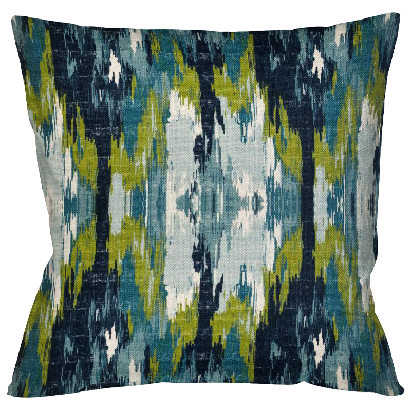 Декоративная подушка с сине-зеленым узором Ikat Pattern Мульти Декоративная подушка с сине-зеленым узором Ikat Pattern Мульти в Орле | Loft Concept