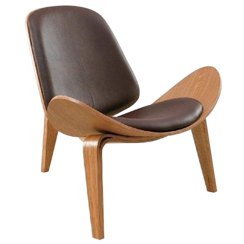 Дизайнерское кресло Shell Chair CH07 Экокожа Коричневый в Орле | Loft Concept 