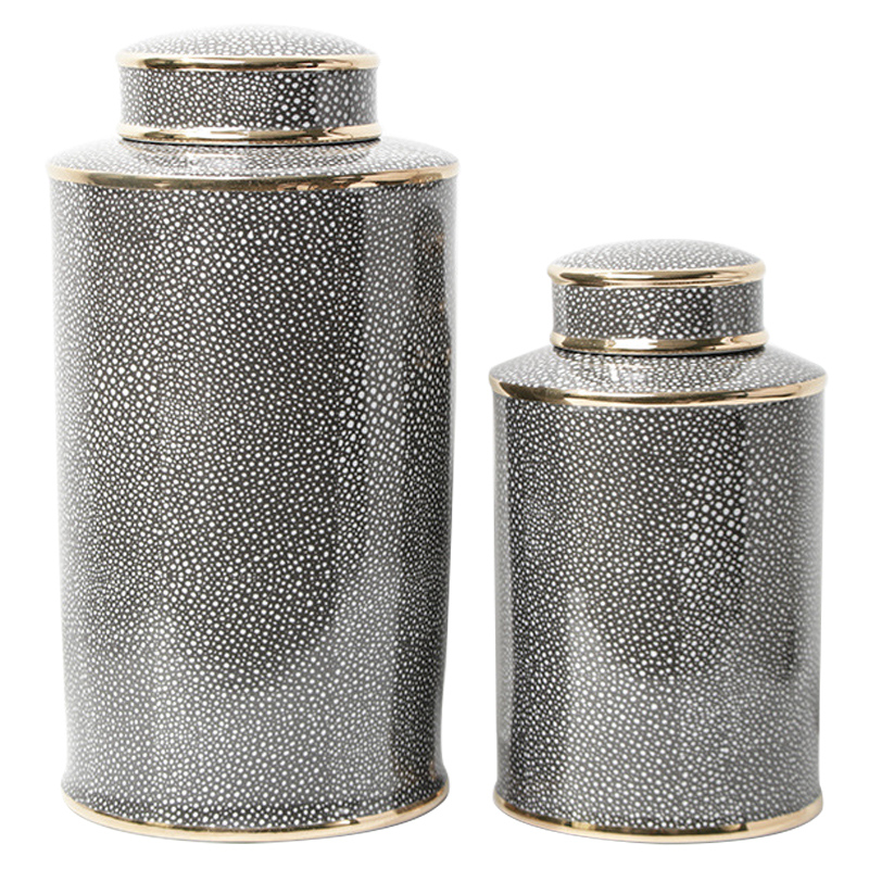 Ваза с крышкой Ceramic Grey Ornament Gold Vase Серый Золотой Ваза с крышкой Ceramic Grey Ornament Gold Vase Серый Золотой в Орле | Loft Concept
