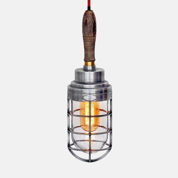 Ручной светильник Steampunk Cage Glass Edison Hanging Lamp Ручной светильник Steampunk Cage Glass Edison Hanging Lamp в Орле | Loft Concept