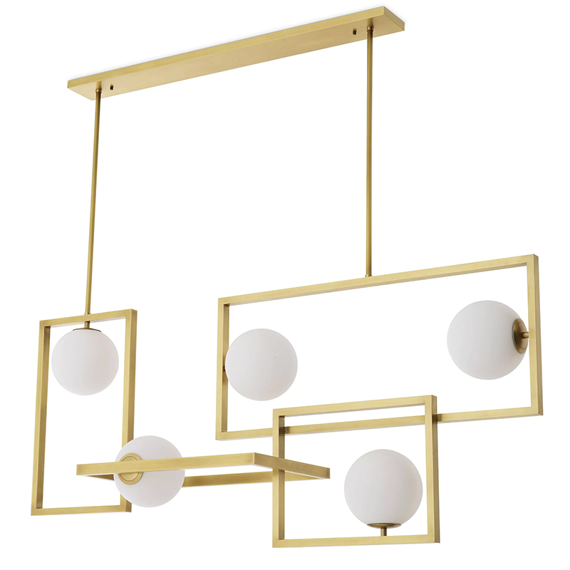 Люстра Eichholtz Chandelier Erasmus Золотой Белое матовое стекло Люстра Eichholtz Chandelier Erasmus Золотой Белое матовое стекло в Орле | Loft Concept