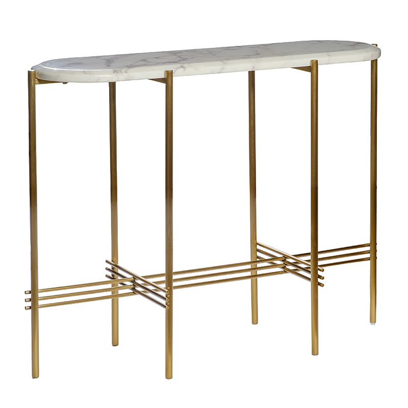 Консоль Andrine Console Белый Мрамор Bianco матовое золото Консоль Andrine Console Белый Мрамор Bianco матовое золото в Орле | Loft Concept