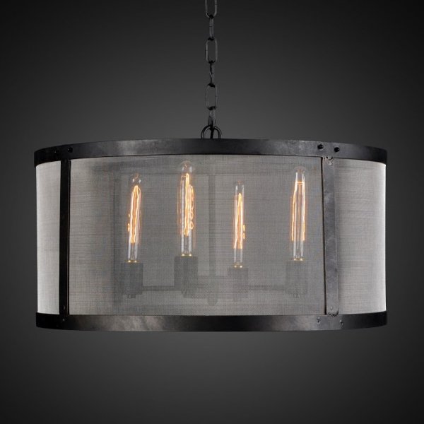 Люстра RH Riveted Mesh Chandelier Round Черный Люстра RH Riveted Mesh Chandelier Round Черный в Орле | Loft Concept