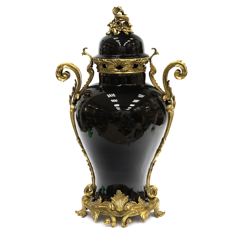 Большая ваза Selenia Black Vase Bronze Patterns Черный Бронза Большая ваза Selenia Black Vase Bronze Patterns Черный Бронза в Орле | Loft Concept