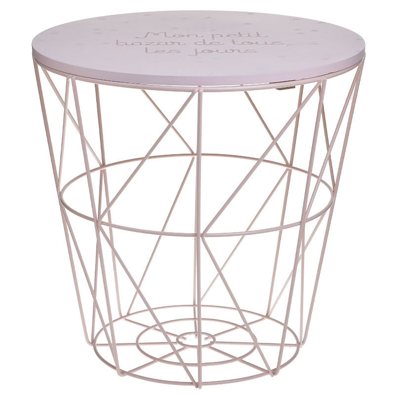 Круглый приставной стол-корзина Pink Wire Basket Side Table Розовый в Орле | Loft Concept 