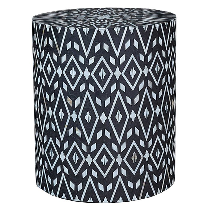 Табурет Inlaid Bone Rhombuses Темно-синий Белый Табурет Inlaid Bone Rhombuses Темно-синий Белый в Орле | Loft Concept