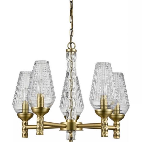 Люстра Ribbed Chandelier Латунь Прозрачный Люстра Ribbed Chandelier Латунь Прозрачный в Орле | Loft Concept