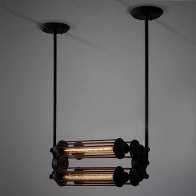 Подвесной светильник Loft Industrial Edison Cage Horizontal Quatro Черный Подвесной светильник Loft Industrial Edison Cage Horizontal Quatro Черный в Орле | Loft Concept