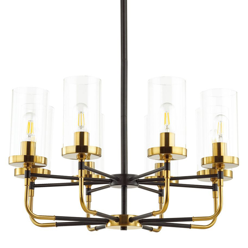 Люстра Greger chandelier 8 Черный Глянцевое золото Прозрачный Люстра Greger chandelier 8 Черный Глянцевое золото Прозрачный в Орле | Loft Concept