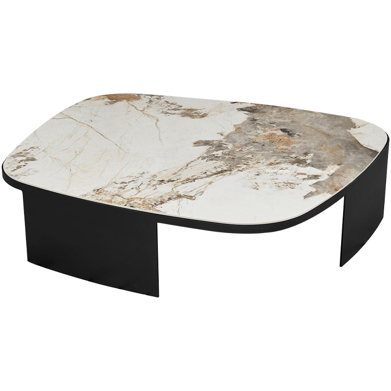 Кофейный стол с каменной столешницей Keir Coffee Table Черный Бежевый Бежево-серый Кофейный стол с каменной столешницей Keir Coffee Table Черный Бежевый Бежево-серый в Орле | Loft Concept