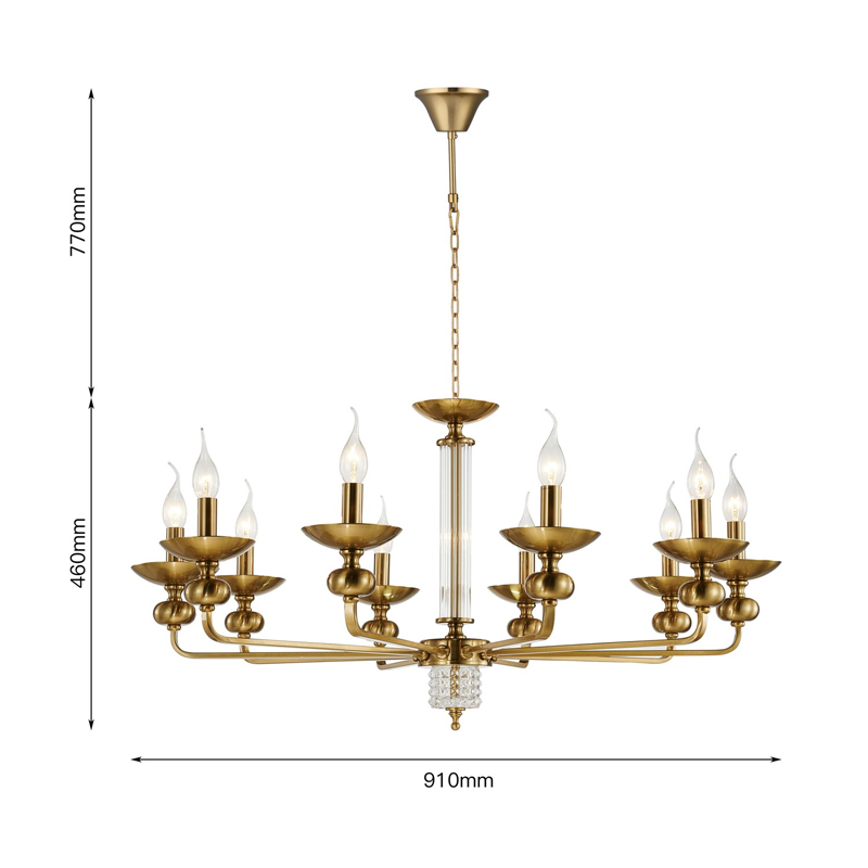 Люстра бронзового цвета со стеклянным декором Candelabrum D91 см Люстра бронзового цвета со стеклянным декором Candelabrum D91 см в Орле