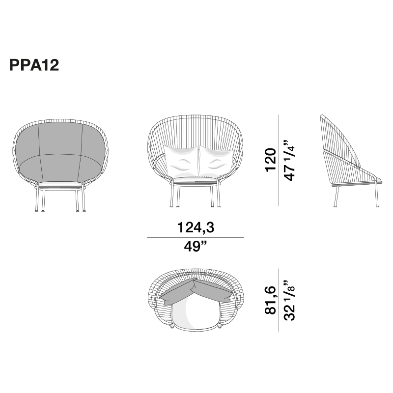 Дизайнерское уличное кресло с веревочной спинкой PETALO Armchair Дизайнерское уличное кресло с веревочной спинкой PETALO Armchair в Орле