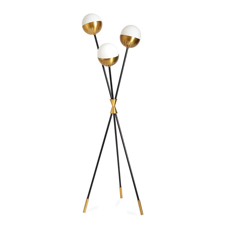 Торшер Caracas Tripod Floor Lamp Черный Белый Латунь Торшер Caracas Tripod Floor Lamp Черный Белый Латунь в Орле | Loft Concept