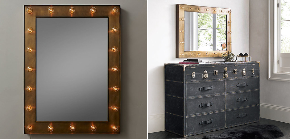 Зеркало с подсветкой Restoration Hardware ILLUMINATED Mirror brass Зеркало с подсветкой Restoration Hardware ILLUMINATED Mirror brass - Loft-Concept в Орле
