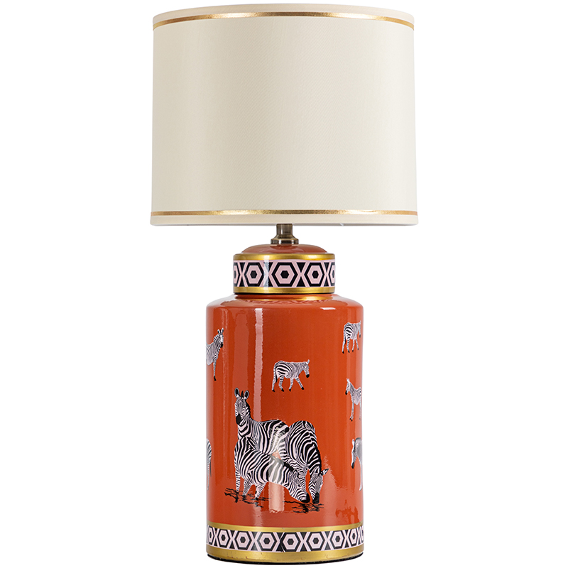 Настольная лампа Zebra Orange Lampshade Оранжевый Черно-белый Бежевый Золотой Настольная лампа Zebra Orange Lampshade Оранжевый Черно-белый Бежевый Золотой в Орле | Loft Concept
