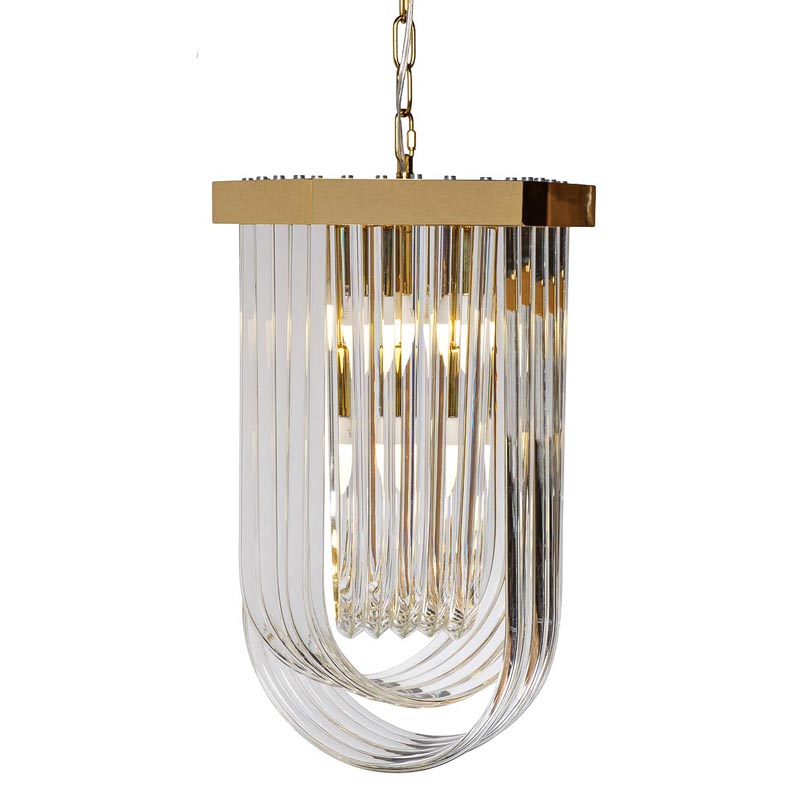 Люстра Retro FROZEN GLASS gold 4 lamp Глянцевое золото Люстра Retro FROZEN GLASS gold 4 lamp Глянцевое золото в Орле | Loft Concept