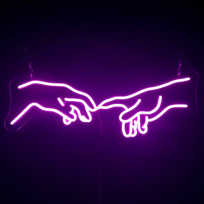 Неоновая настенная лампа Creation of Adam Hands Neon Wall Lamp Фиолетовый Неоновая настенная лампа Creation of Adam Hands Neon Wall Lamp Фиолетовый в Орле | Loft Concept