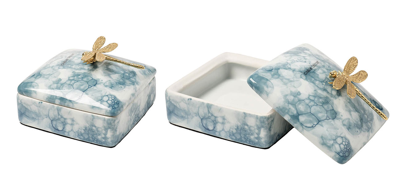 Шкатулка голубая Garda Golden dragonfly small - фото