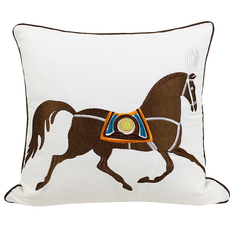 Декоративная подушка Hermes Horse Pillow Белый Коричневый Мульти Декоративная подушка Hermes Horse Pillow Белый Коричневый Мульти в Орле | Loft Concept