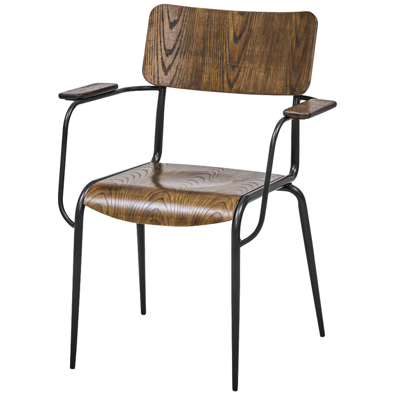 Стул с подлокотниками Joshua Loft Stool with armrests Коричневый Черный Стул с подлокотниками Joshua Loft Stool with armrests Коричневый Черный в Орле | Loft Concept