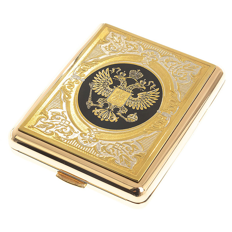 Портсигар на 20 сигарет с гравировкой Герба России в подарочной коробке Metal Cigarettes Cases Золотой Никель Портсигар на 20 сигарет с гравировкой Герба России в подарочной коробке Metal Cigarettes Cases Золотой Никель в Орле | Loft Concept