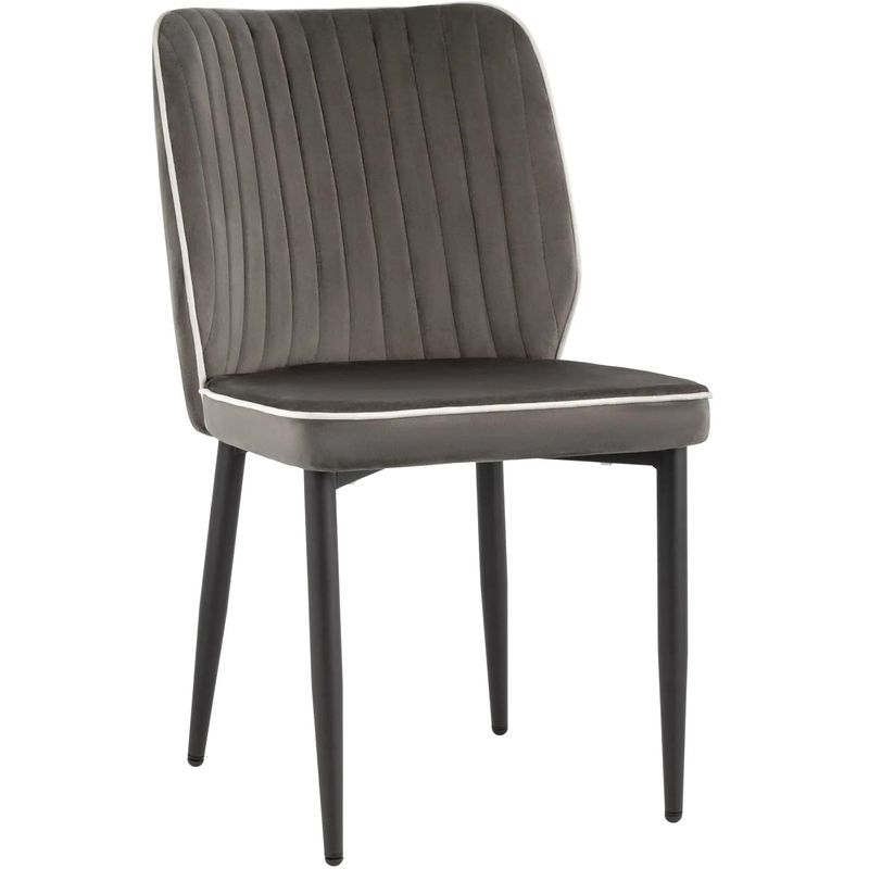 Стул Lawrence Chair Серый Велюр Белый кант Серый Белый Черный Стул Lawrence Chair Серый Велюр Белый кант Серый Белый Черный в Орле | Loft Concept