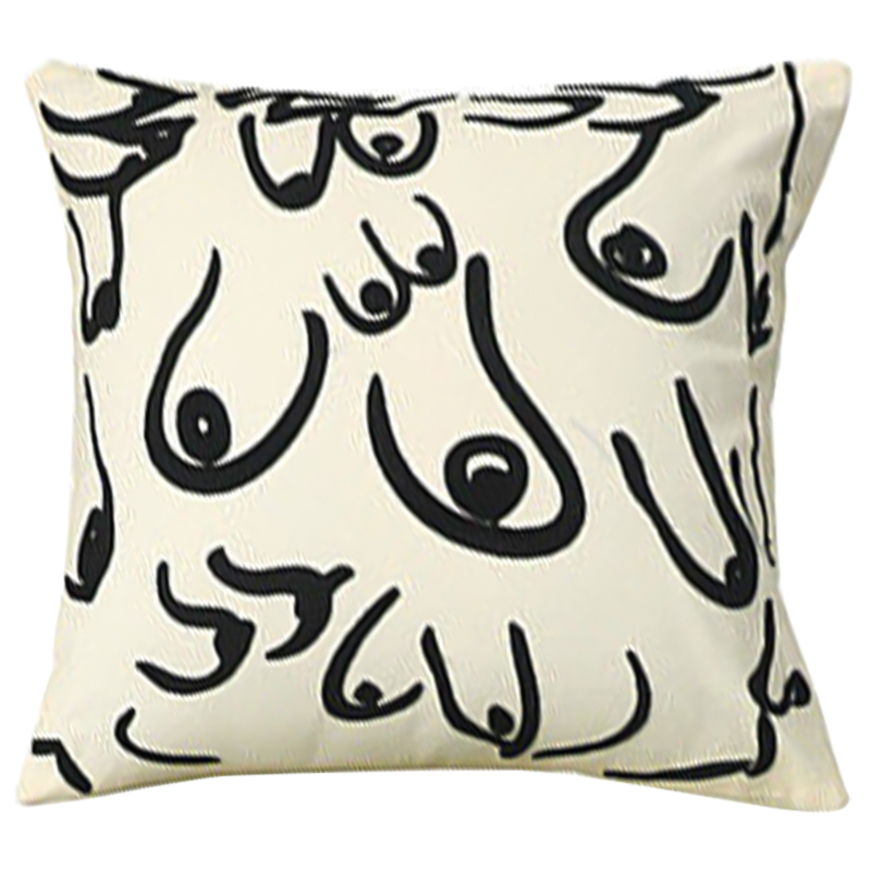 Декоративная подушка Breast Pattern Cushion Белый Черный Декоративная подушка Breast Pattern Cushion Белый Черный в Орле | Loft Concept