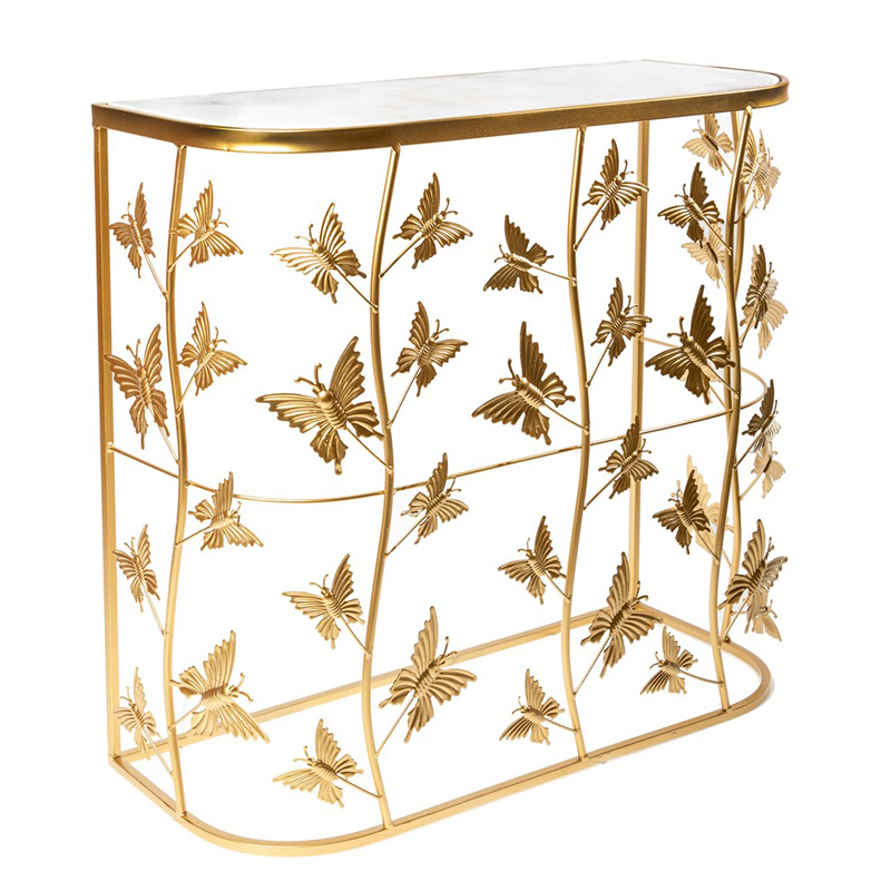 Консоль Gold Butterfly белый мрамор Белый Мрамор Bianco Золотой в Орле | Loft Concept 