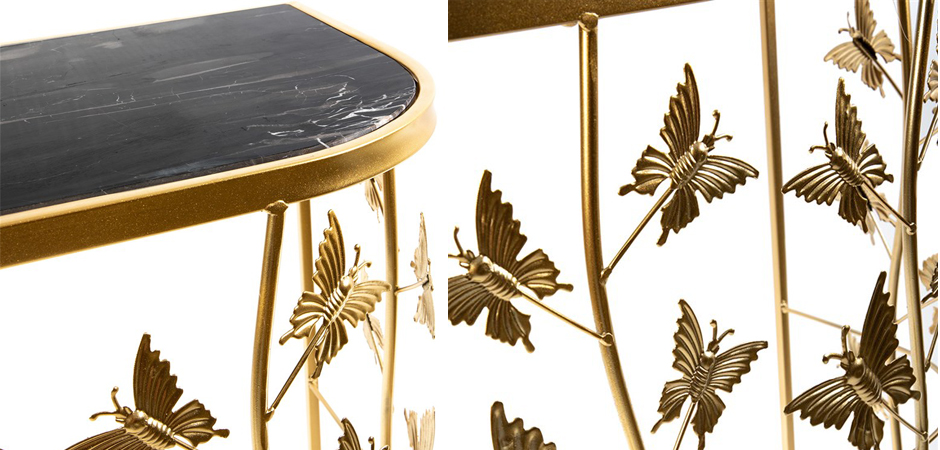 Консоль Gold Butterfly чёрный мрамор Консоль Gold Butterfly чёрный мрамор - Loft-Concept в Орле
