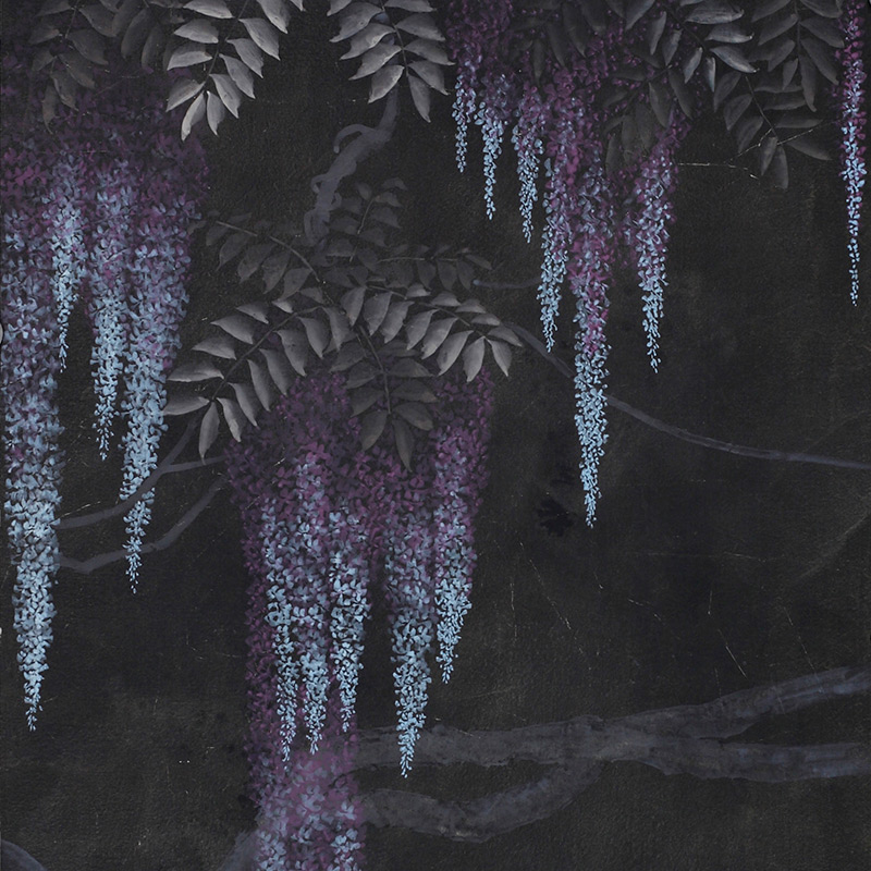 Обои в японском стиле Wisteria Original colourway on Edo Night painted Xuan paper  в Орле | Loft Concept 