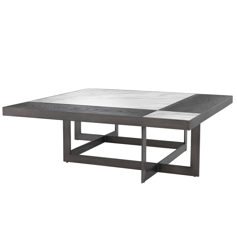 Кофейный стол Eichholtz Coffee Table Hermoza Мокко Белый Мрамор Bianco Темная бронза Кофейный стол Eichholtz Coffee Table Hermoza Мокко Белый Мрамор Bianco Темная бронза в Орле | Loft Concept