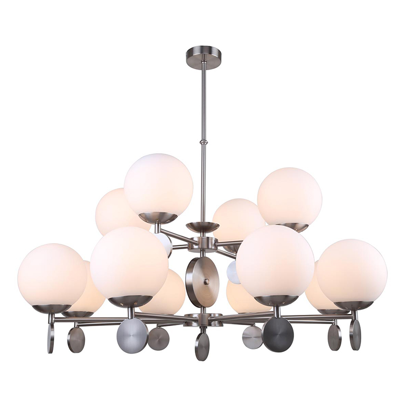 Люстра Kyran Nickel Chandelier 12 Никель Белый Люстра Kyran Nickel Chandelier 12 Никель Белый в Орле | Loft Concept