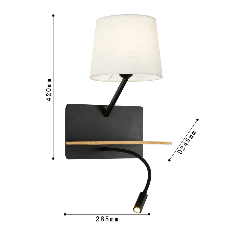 Бра с абажуром и гибким спотом Trumpet Wall Black USB Бра с абажуром и гибким спотом Trumpet Wall Black USB в Орле
