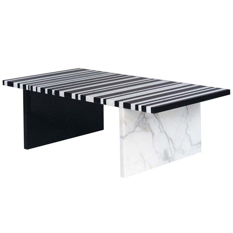 Кофейный стол CODICE A BARRE Black & White Marble Coffee Table Черно-белый Черный Мрамор Nero Белый Мрамор Bianco в Орле | Loft Concept 