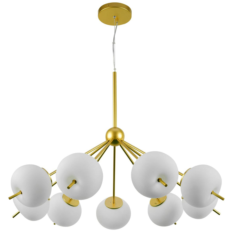 Люстра White ball brass Louise 9 Белое матовое стекло Латунь Люстра White ball brass Louise 9 Белое матовое стекло Латунь в Орле | Loft Concept