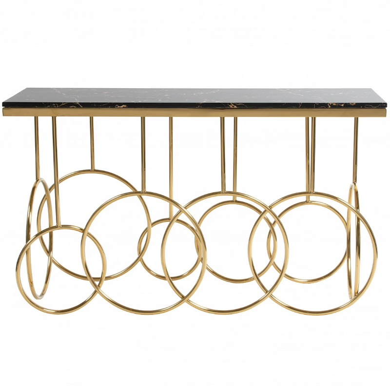 Консоль с чёрной мраморной столешницей Gwendolyn Console Черный Золотой Консоль с чёрной мраморной столешницей Gwendolyn Console Черный Золотой в Орле | Loft Concept