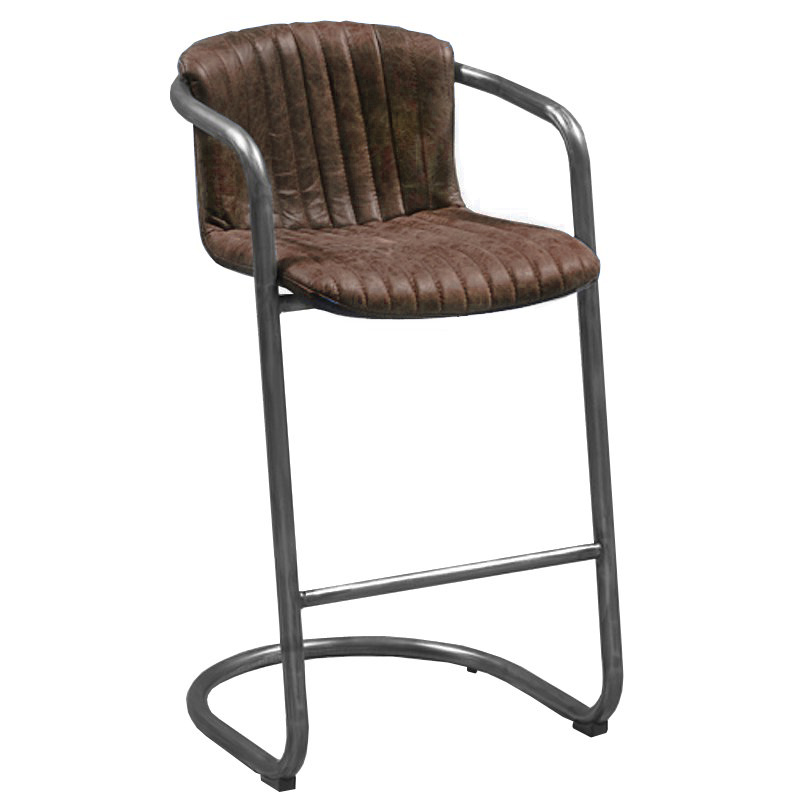 Барный стул Desmond bar stool LEATHER Brown Коричневый винтаж Графитовый в Орле | Loft Concept 