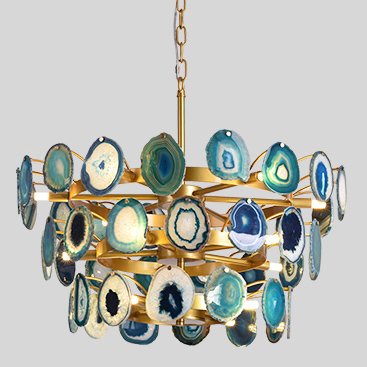 Люстра Agate Burst Chandelier 3 Round blue Зеленый Золотой в Орле | Loft Concept 